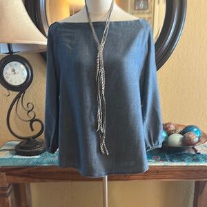 Chico's Chambray Off Shoulder Top